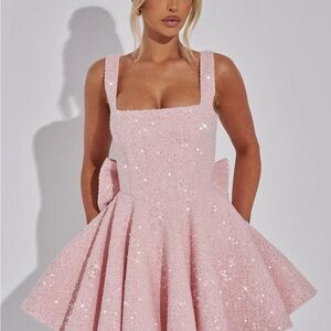 Elegant Pink Sequin Dress